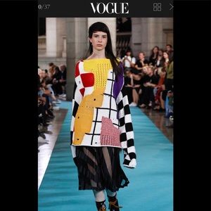 OFF-WHITE INTARSIA COTTON KNIT OVERSIZED SWEATER M